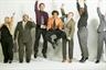 Connected group of employees using social media